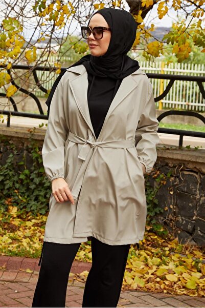 TRENDTESETTÜR Women's Beige (Stone) Belted Trench Coat t 59112