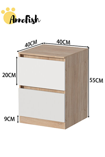 AnneFish 40*40*55cm NightStand for Bedroom Rustic Side Table Simple Bedside End Table with 2 Storage Drawers