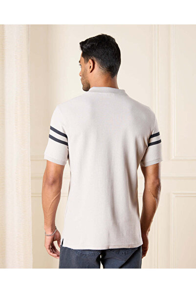 REDTAG Men Grey Badge Polo Shirt