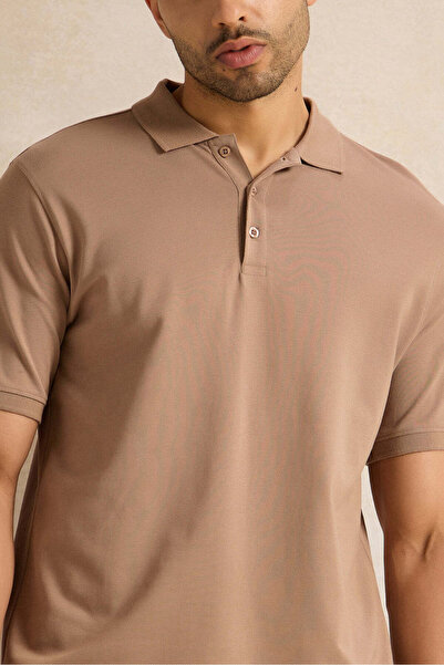 REDTAG Men Brown Solid Polo Shirt
