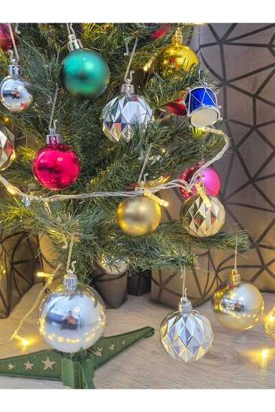 mıstıque home ΣΤΟΛΙΔΙ ΧΡΙΣΤΟΥΓΕΝΝΙΑΤΙΚΟ ΔΕΝΤΡΟ 6 ΤΕΜΑΧΙΑ ΜΠΑΛΑ 5 εκ. ΑΣΗΜΕΝΙΟ ΣΤΟΛΙΔΙ ΧΡΙΣΤΟΥΓΕΝΝΙΑΤΙΚΟ ΜΕ ΣΧΕΔΙΟ ΑΣΗΜΕΝΙΟΥ ΣΤΡΙΓΓΑΛΙΟΥ