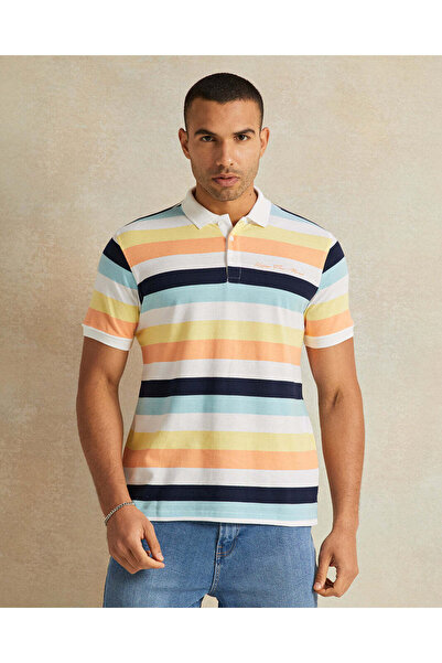 REDTAG Men Multicolour Striped Polo T-Shirt