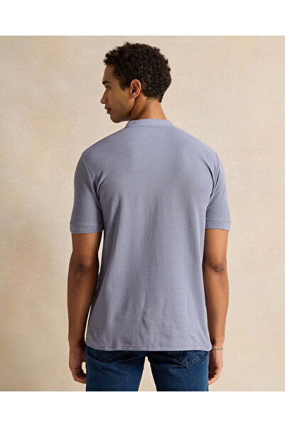 REDTAG Men Purple Henley Polo Shirt