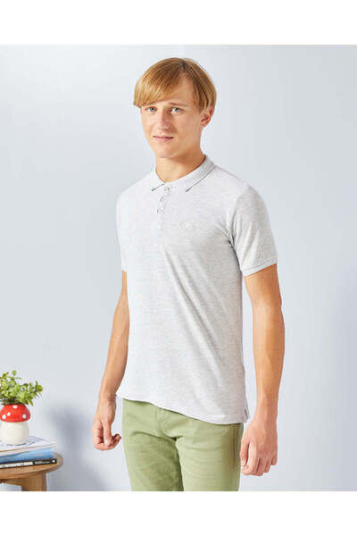 REDTAG Senior Boys Grey Basic Polo Shirt