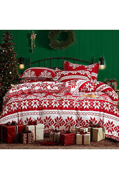 OEM Red bed linen with pattern 135x200 2 pieces-1 duvet cover + 1 pillowcase 80x80 cm