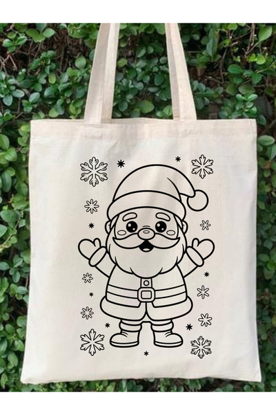 Cemira Boyama Çanta Noel Baba Yeniyıl Bez Çanta Boyanabilir Anaokulu Etkinlik Boyama