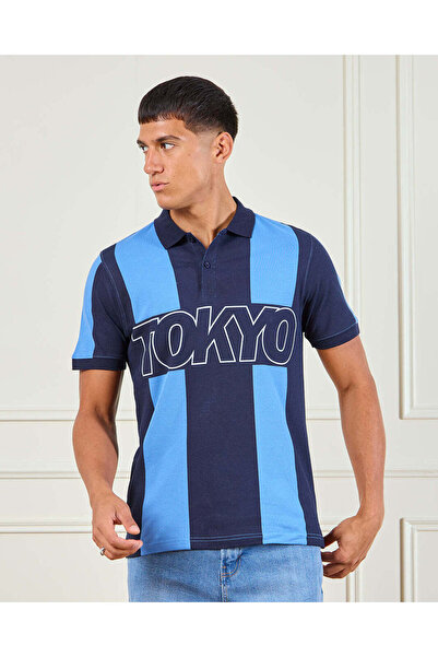 REDTAG Men Navy Striped Polo Shirt