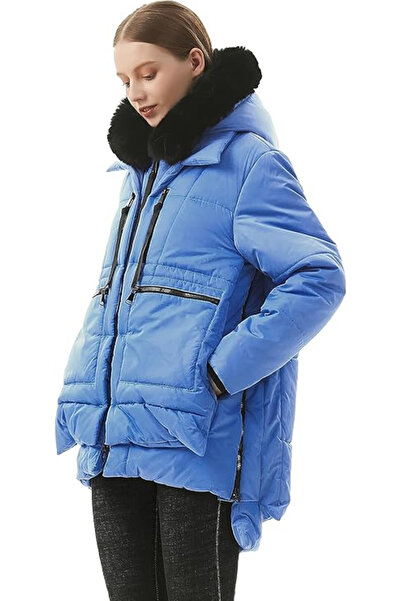 OEM Women's waterproof fur-lined winter jacket, light blue XL