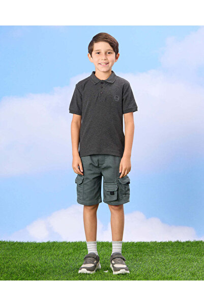 REDTAG Boys Charcoal Collared Polo t-Shirt