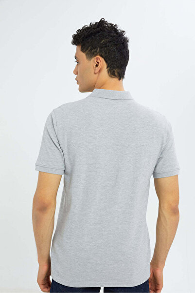 REDTAG Men Grey Plain Polo Shirt