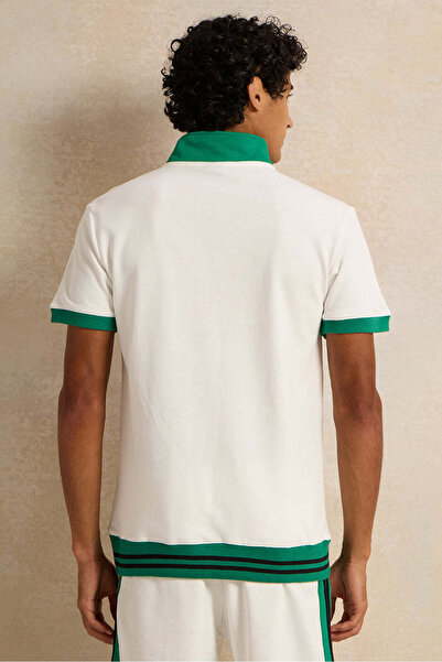 REDTAG Men White High Neck Polo Shirt