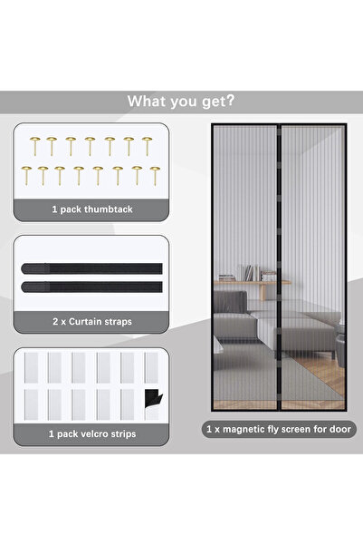 OEM Thick insect net curtain, no holes, 95x210 cm Black