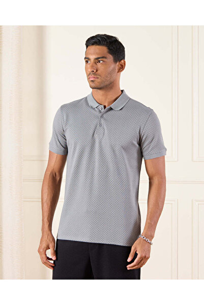 REDTAG Men Grey Printed Polo Shirt