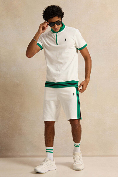 REDTAG Men White High Neck Polo Shirt