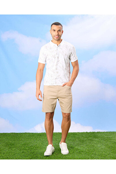 REDTAG Men White Printed Polo Shirt