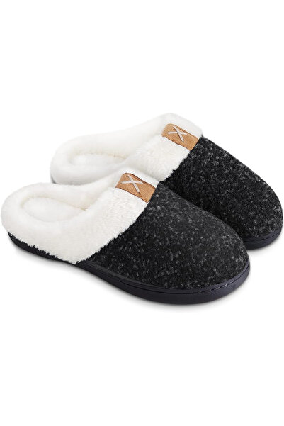 OEM Women's fur slippers, non-slip sole, size 38/39, Black