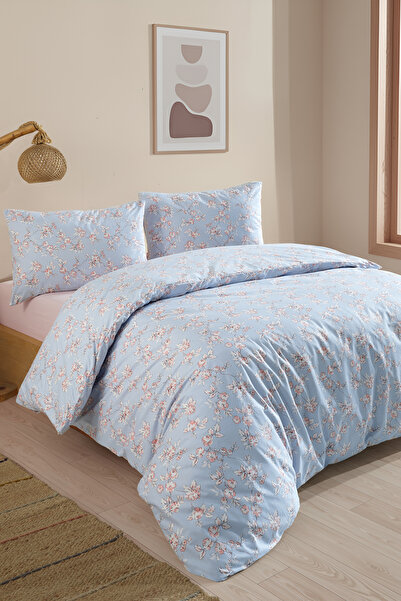 LADYNİL Lastikli Çarşaflı %100 Pamuk Çift Kişilik Nevresim Takımı 200x220 cm