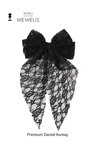 Weweus Γυναικεία αγκράφα με φιόγκο από μαύρη δαντέλα