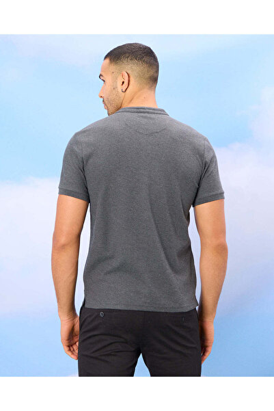 REDTAG Men Charcoal Standup Collar Polo Shirt