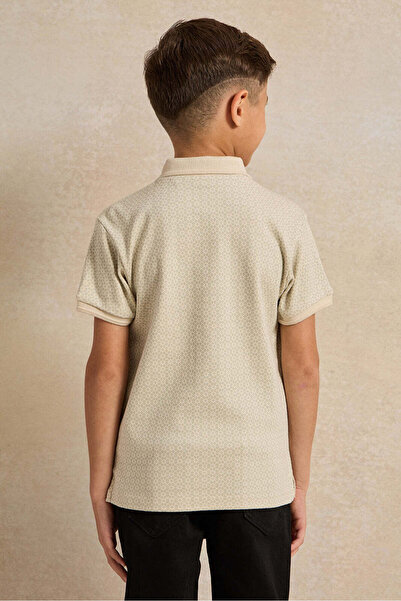 REDTAG Boys Ecru Printed Polo Shirt