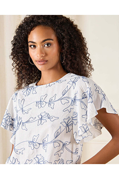 REDTAG Women White Flutter Sleeve Blouse