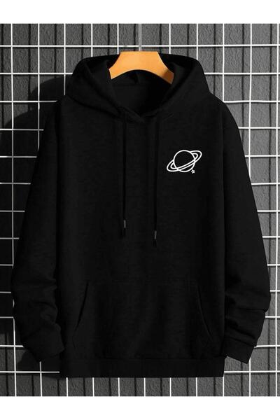 zeag УНИСЕКС ЧЕРНА ПУЛОВЕР С КАПЮШОН И ПРИНТ