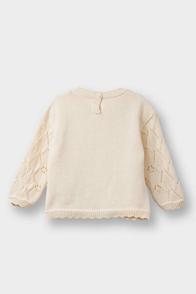 DeFacto Baby Girl Crew Neck Floral Cotton Acrylic Knitwear Sweater G2317A525Wn