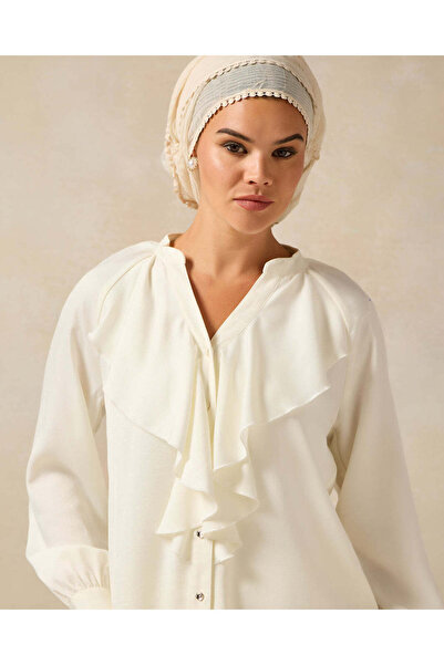 REDTAG Women White Front Ruffle Blouse