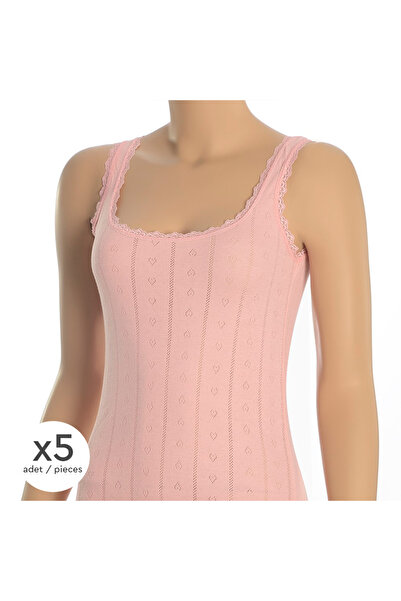 Altınay قميص داخلي نسائي من القطن الجاكار مكون من 5 قطع - 90% قطن تركي - 6172