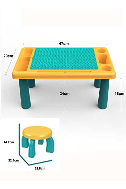 Generic Multifunctional building block table, puzzle game table, includes 1 chair (63 building blocks)
