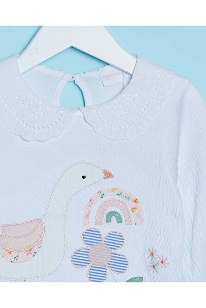 REDTAG Infant Girls Ivory Embellished Blouse