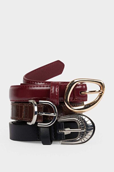 DeFacto Women's Faux Leather 3-Piece Casual Belt F4805Axns