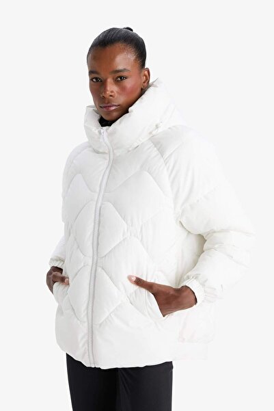 DeFacto DeFactoFit Water Repellent O oversized Fit Wide Fit K με κουκούλα Φουσκωτό παλτό με τσέπες με φερμουάρ E9260AX25AU