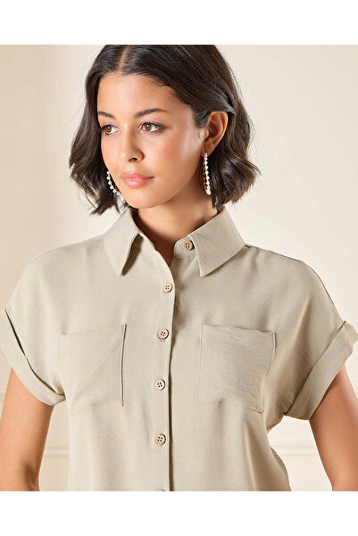 REDTAG Women Green Crinkled Shirt