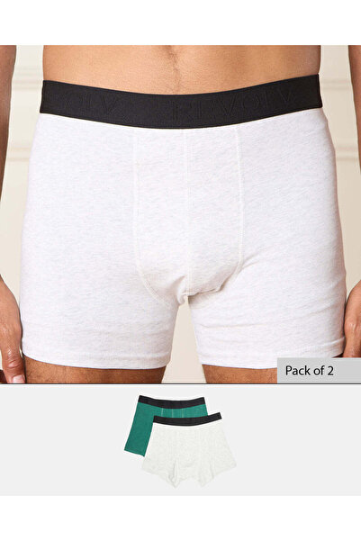 REDTAG Men White And Green Boxers Set (Pack of 2)
