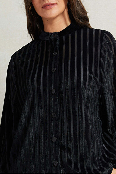 REDTAG Women Black Velour Blouse