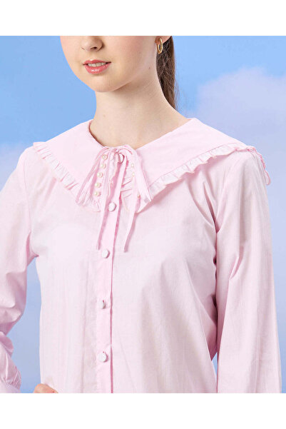REDTAG Senior Girls Pink Peter pan Collard Shirt