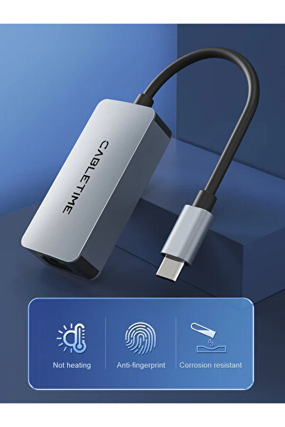 Cabletime USB C 3.0 to 2.5G RJ45 Ethernet Adapter