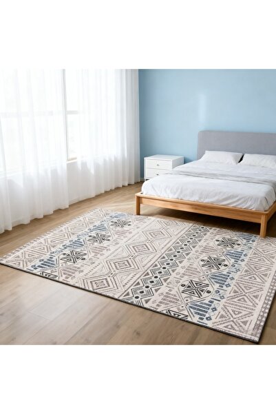 Topone1Topone1 سجادة غرفة المعيشة قابلة للغسل في الغسالة بنمط هندسي ومقاومة للبقع 160 × 230 سم