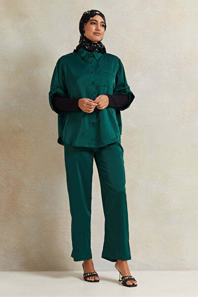 REDTAG Women Olive Collared Shirt Blouse