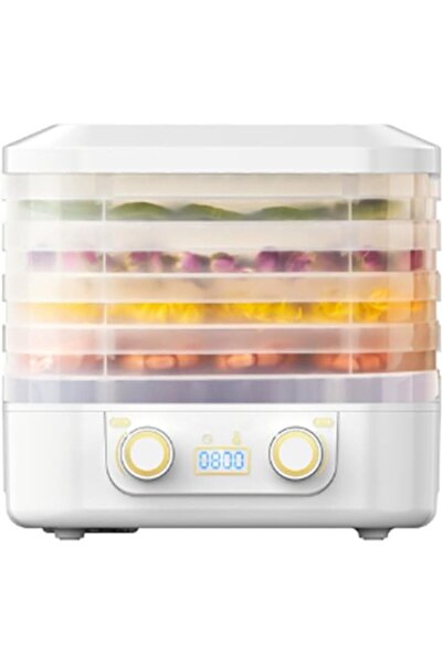 fulina مجفف طعام كهربائي ذكي بخمس طبقات، وظيفة توقيت، للفواكه واللحوم والخضراوات والوجبات الخفيفة، أبيض