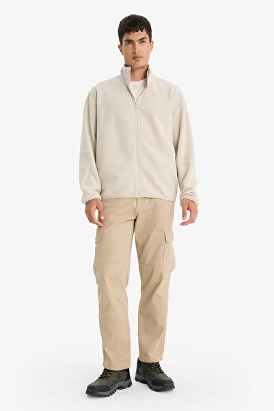 DeFacto Relax Fit Half Turtleneck Zippered Fleece Cardigan F0446Ax25Au