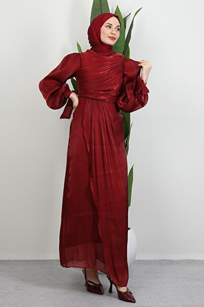 GİYZAMİLA Βραδινό φόρεμα Ahunisa Yoryo Βουργουνδίας