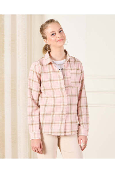 REDTAG Senior Girls Pink Checkered Shirt