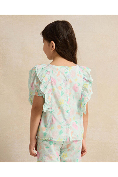 REDTAG Girls Blue Floral Printed Blouse