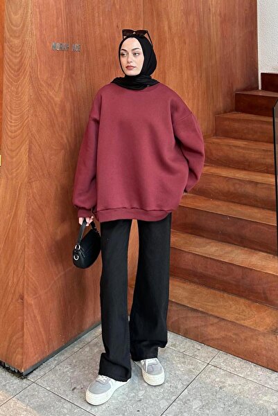lamelif Oversize Sweatshirt Claret Red
