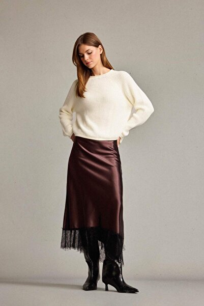 DeFacto Звичайна спідниця з атласу з мереживною обробкою G6245AX25WN