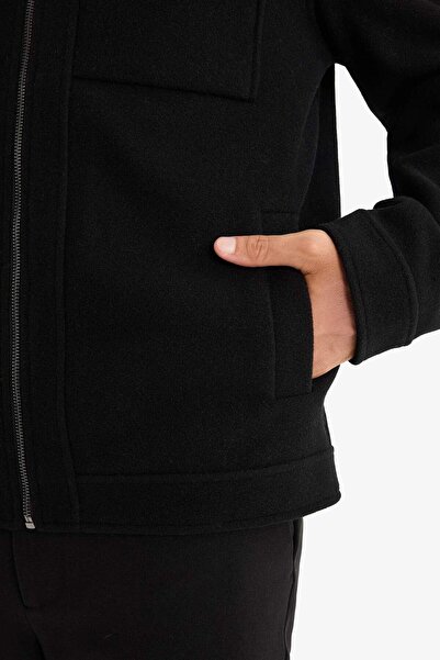 DeFacto Slim Fit Slim Fit Polo Collar Lined Zipper Pocket Winter Coat F0461Ax25Au