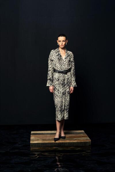 KAMEYA KEMER DETAY DESENLİ ELBİSE 26W40853