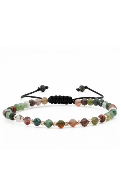 MANAVA Bracelet with 10 14K gold balls and faceted Indian agate spheres